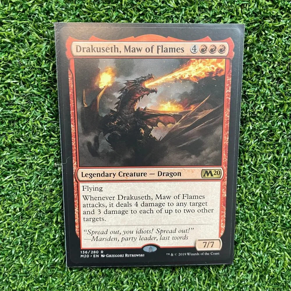 MTG Drakuseth Maw of Flames M20 Legendary Dragon Rare Card NM